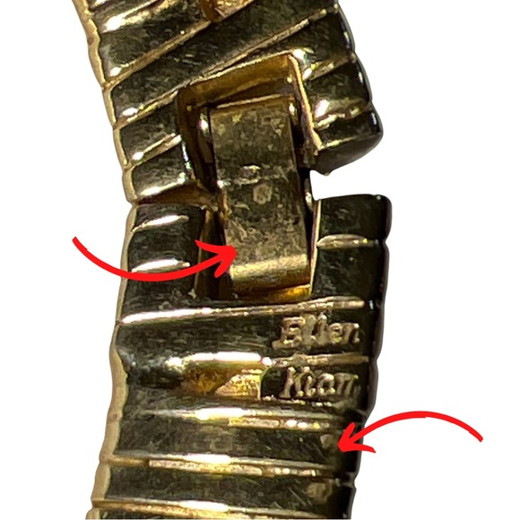 Ellen Kiam Signed Omega Comb Teeth Gold Tone Collar - Picture 13 of 13